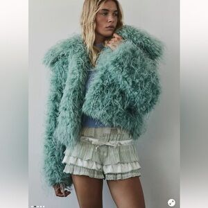 Free People Camille Ruffle Tiered Cute Tie Front Romantic  Shorts Skort XL